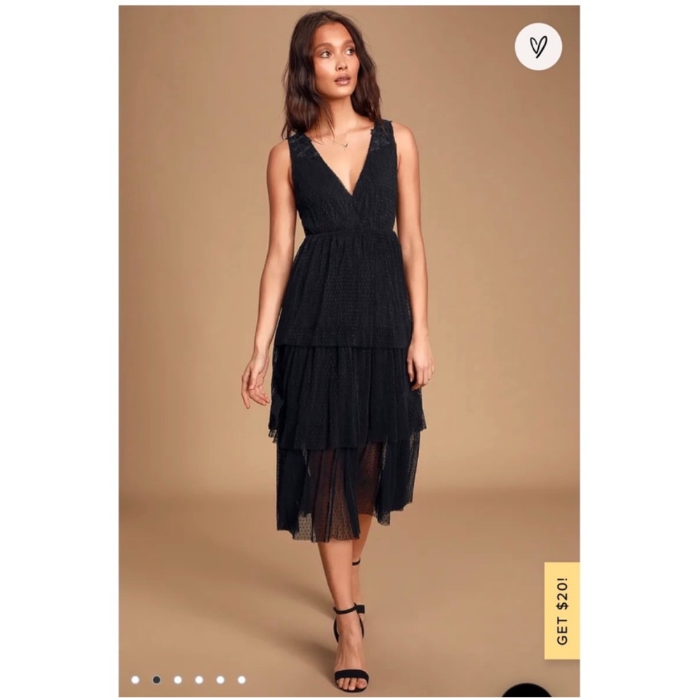 Lulu’s Sincerely Me Black Pleated Mesh Dress